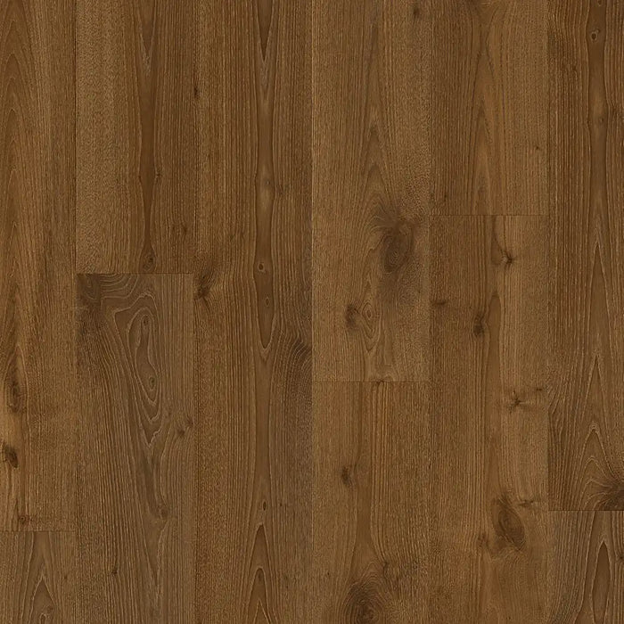 Close-up of Pergo Namsen Dark Lakeland LVT showing deep brown colouring and subtle wood grain.