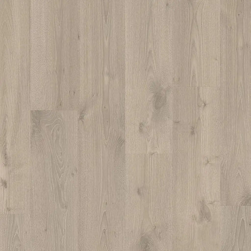 Detailed shot of Pergo Namsen Light Lakeland LVT showing smooth oak grain and subtle colour variation.