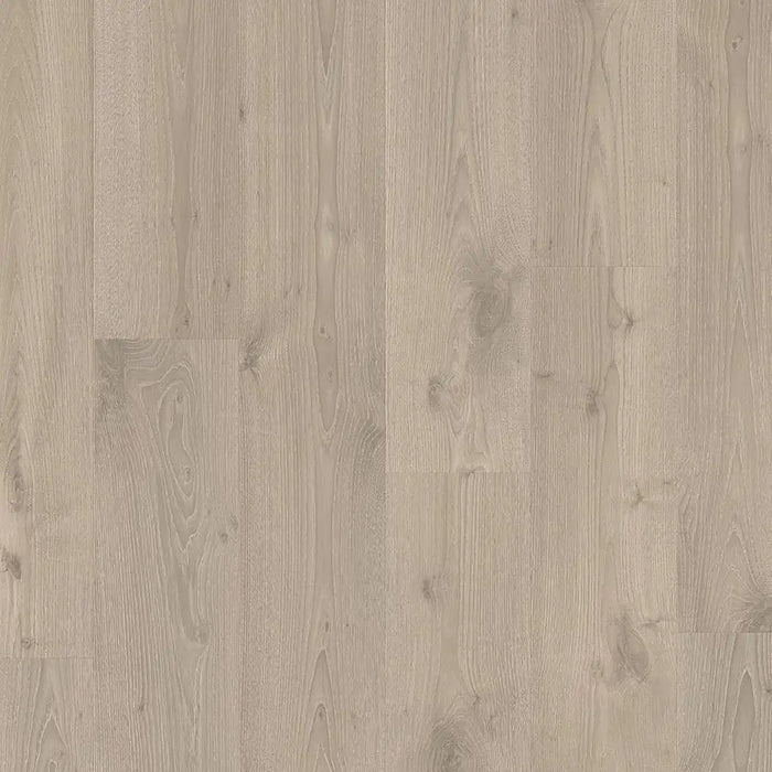 Detailed shot of Pergo Namsen Light Lakeland LVT showing smooth oak grain and subtle colour variation.