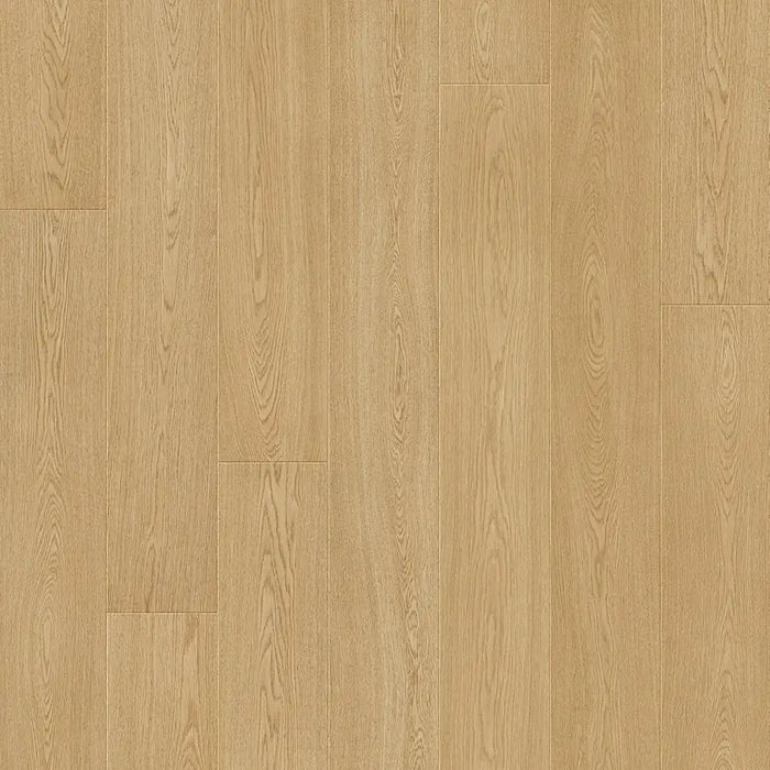 Close-up of Pergo Odense Malt showing deep wood grain detail and matte finish in a golden-brown tone with 4-way bevelled edges.