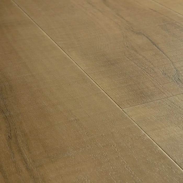 Detailed view of Pergo Odense Rustic Charm floor showing rustic wood knots, textured matte finish, and beveled edges.