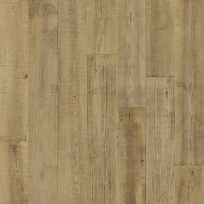 Detailed view of Pergo Odense Rustic Charm floor showing rustic wood knots, textured matte finish, and beveled edges.
