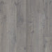 Close-up of Urban Grey laminate plank showing realistic wood grain detail, light grey colouring, and a subtle matte texture.