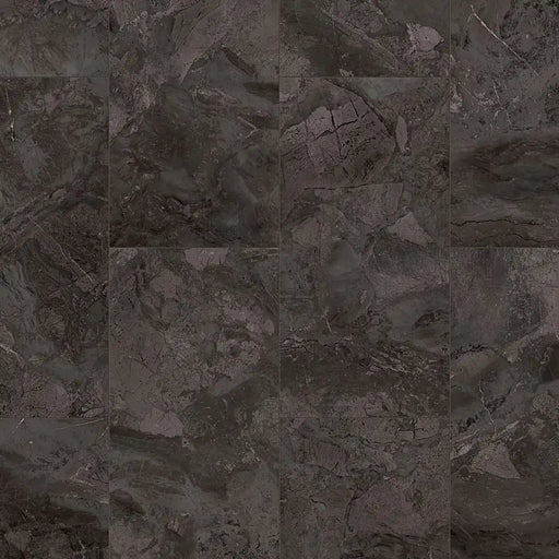 Surface detail of Black Alpstone LVT tile, showing rich black stone texture.