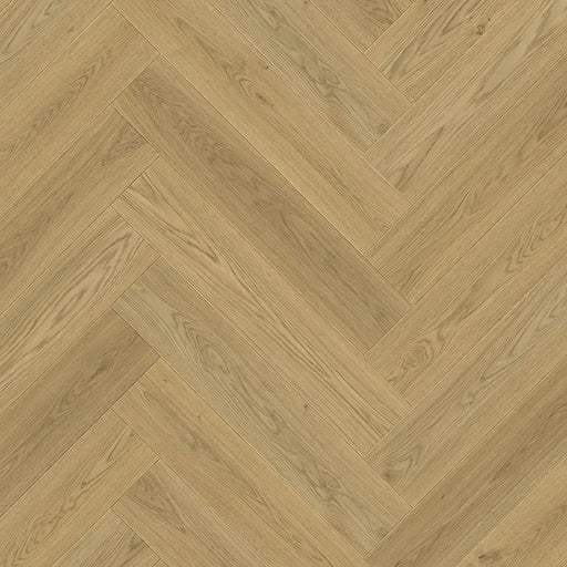 Detail of Beige Norwegian herringbone LVT plank with soft beige tones and fine grain.