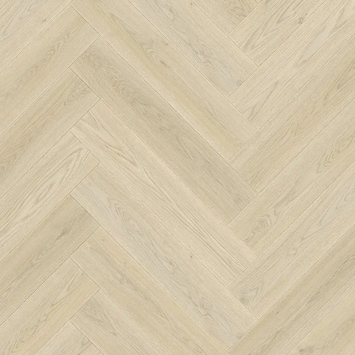 Detail of Light Norwegian herringbone LVT plank showing pale wood grain.