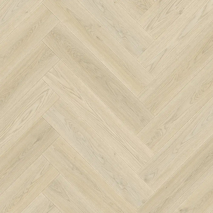 Detail of Light Norwegian herringbone LVT plank showing pale wood grain.