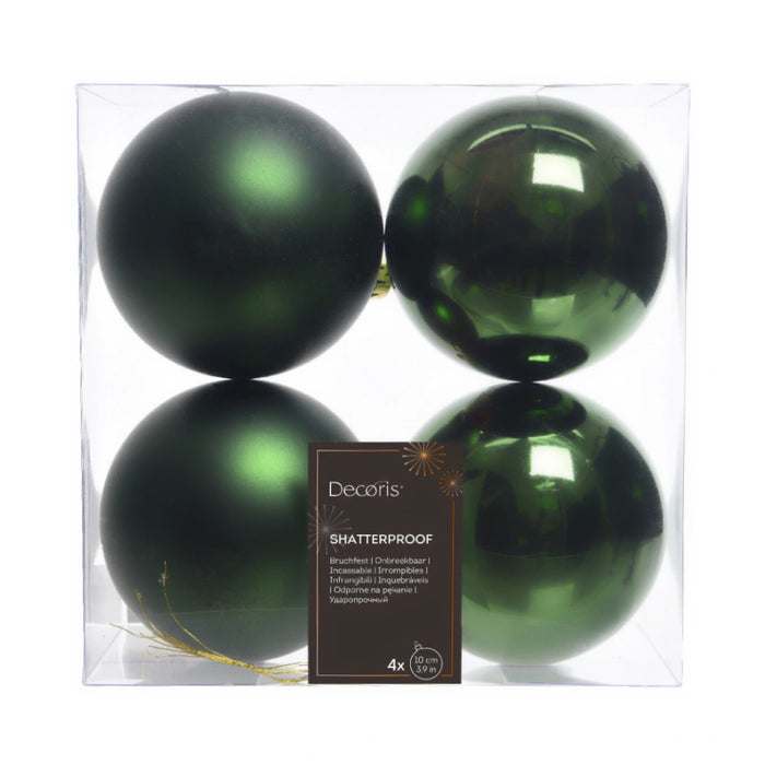 Pine Green 10cm Christmas Baubles 4 Pack