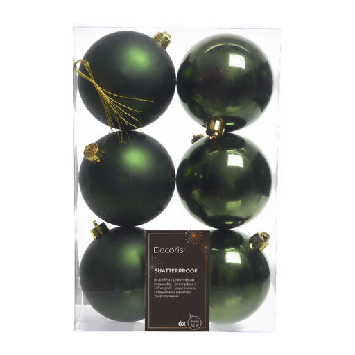 Pine Green 8cm Christmas Baubles 6 Pack