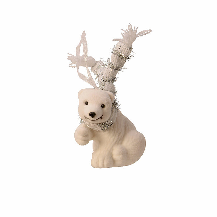 Pointing Polar Bear with Scarf Hanging Decoration