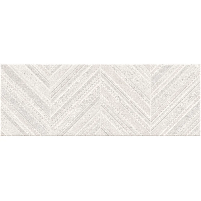 Close-up of RLV Derry Marfil wall tile showing creamy marble veining with a soft textured relief finish.