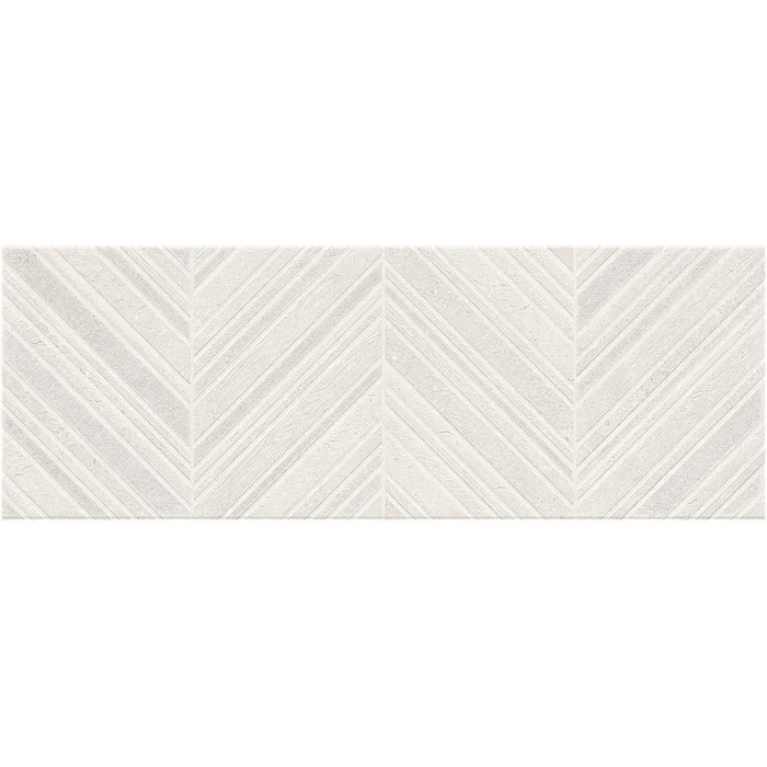 Close-up of RLV Derry Marfil wall tile showing creamy marble veining with a soft textured relief finish.