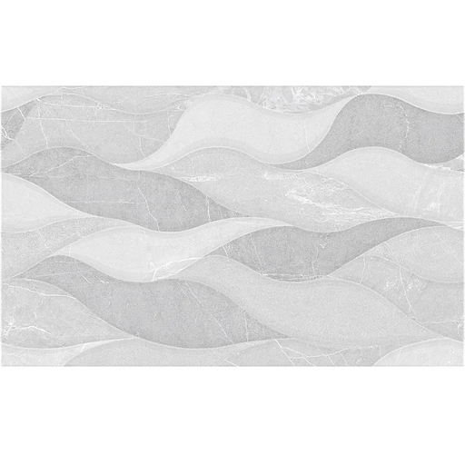 Detail of RLV Persa Gris 33.3x55 wall tile highlighting its relief texture and soft grey colour.