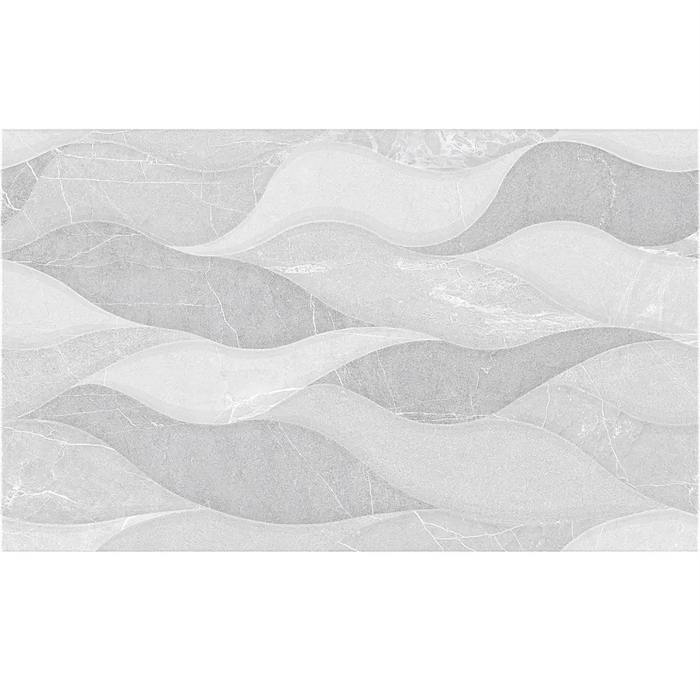 Detail of RLV Persa Gris 33.3x55 wall tile highlighting its relief texture and soft grey colour.