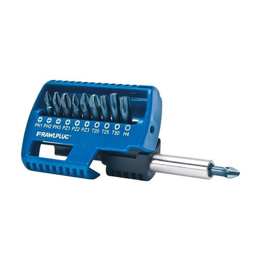 Rawlplug RT 25mm bit set with 60mm adapter including PZ PH and Torx screwdriver bits