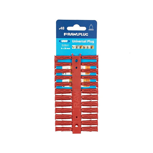 Rawlplug UNO universal plug clips red 6mm pack of 48 for fixing in solid and hollow substrates
