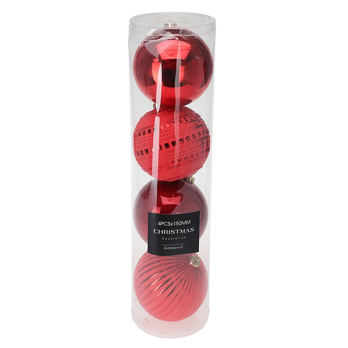 Red 15cm Xmas Ball Set of 4