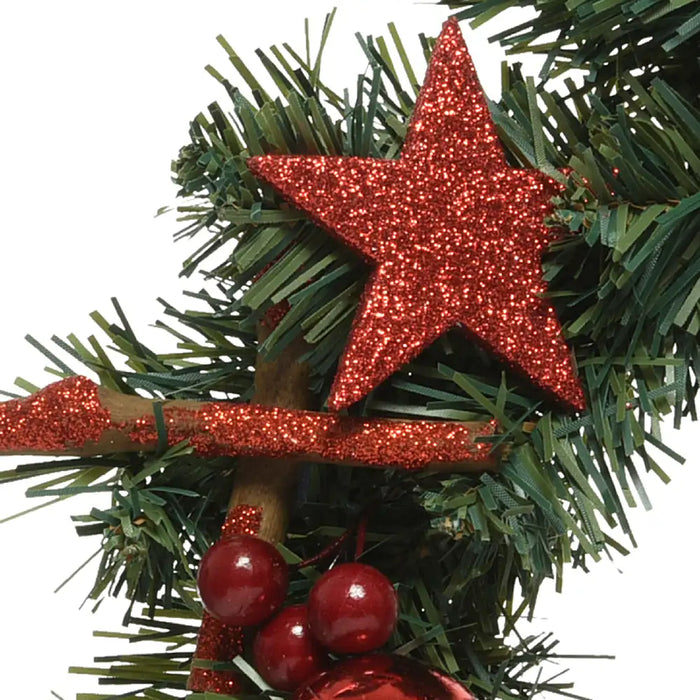 Red Bauble & Glitter Pinecone Wreath