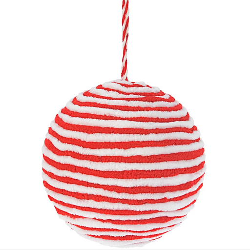 Red and White Rope Christmas Ball Hanging Decoration