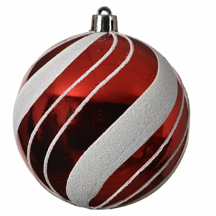 Red and White Striped 8cm Bauble