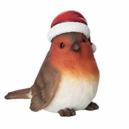 Cheery robin wearing a festive cap