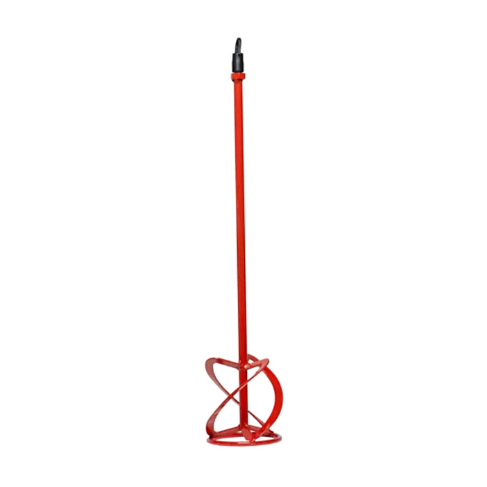 Rubi 100mm mortar mixer paddle with threaded shank and 3 blade head for cement and adhesive mixing