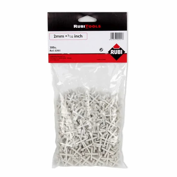 Rubi 2mm Tile Spacers – 300 Pack of durable, precision-made spacers for minimal joint ceramic tiling.
