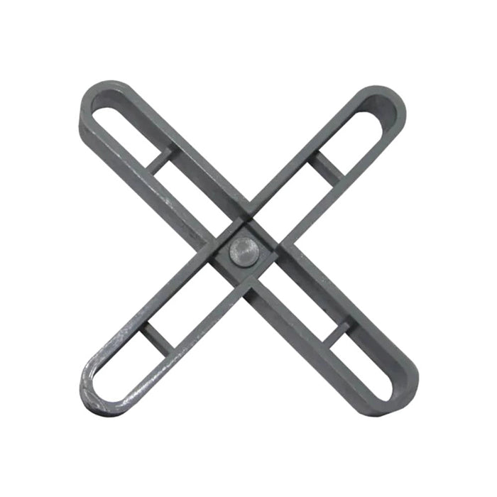 Close-up of Rubi 5mm tile spacers showing reinforced hollow design and smooth, burr-free edges.