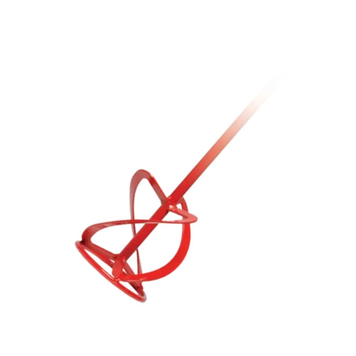 Rubi Mortar Mixer Paddle with M14 threaded connection and 3-blade propeller head for efficient mixing of cement, mortar, and adhesives.