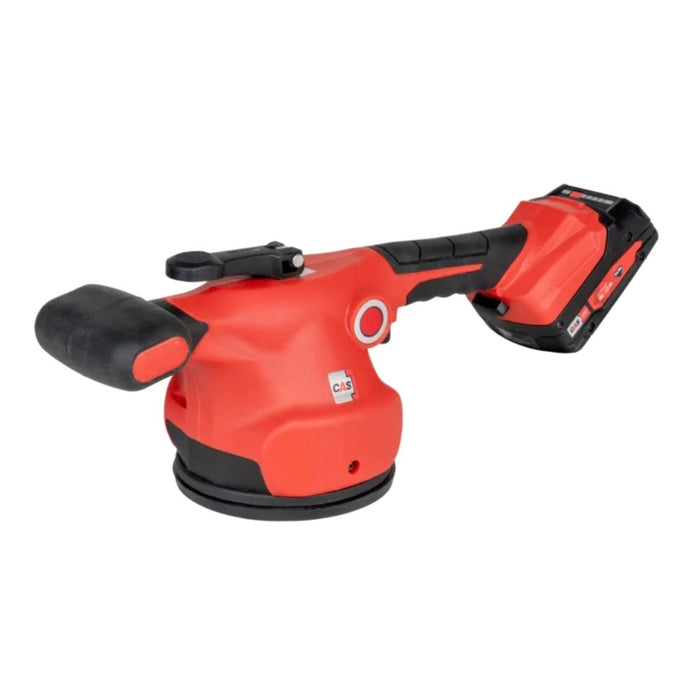 Rubi Quake Energy CAS Tile Vibrator with dual handle, suction cup, and LED light, ideal for eliminating air bubbles under tiles and precise tile adjustment.