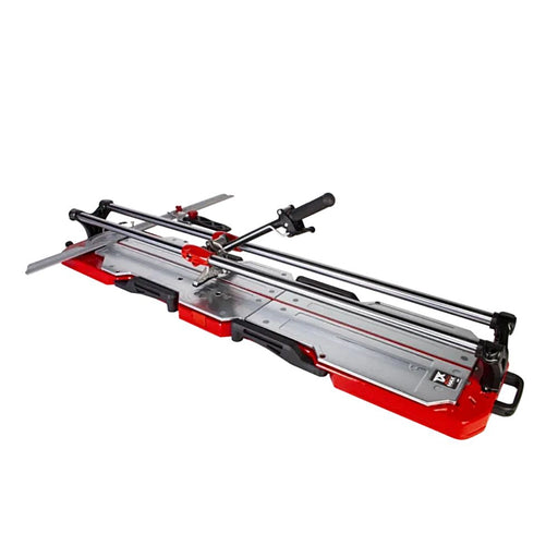 Rubi TX-1250 MAX manual tile cutter with extended aluminium slides, positioned for extra-large format cutting.