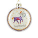 Close-up of Sagittarius Zodiac Christmas bauble showing zodiac design and shimmering surface
