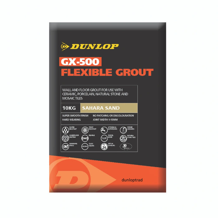 Dunlop GX-500 Flexible Grout 10kg – Sahara Sand wall and floor tile grout