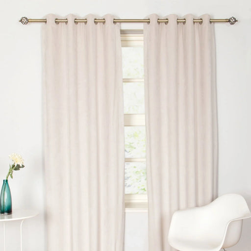 Sand colour thermal velvet eyelet curtains with interlining for a luxurious and insulating finish