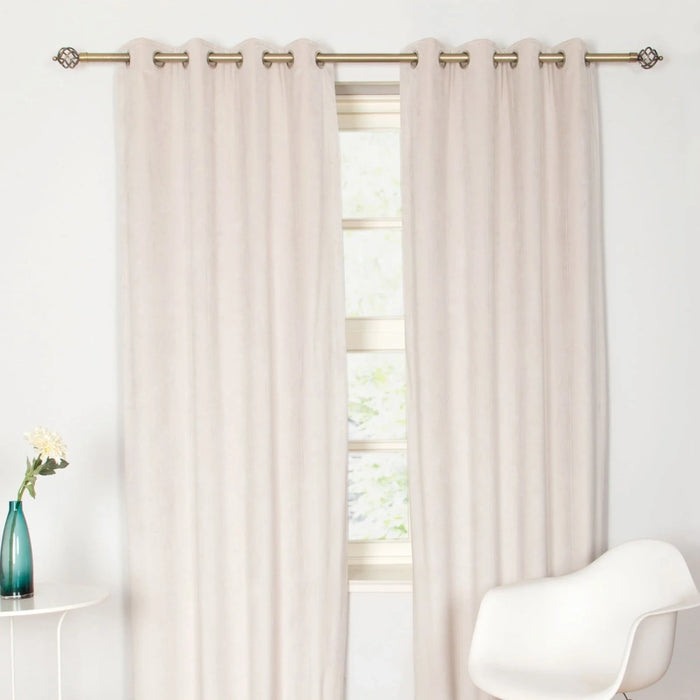 Sand colour thermal velvet eyelet curtains with interlining for a luxurious and insulating finish