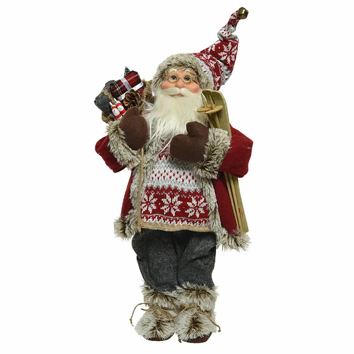 Santa with Skis Ornament Large