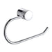 Close-up of Santorini Chrome Toilet Roll Holder showing polished chrome finish and sturdy build.