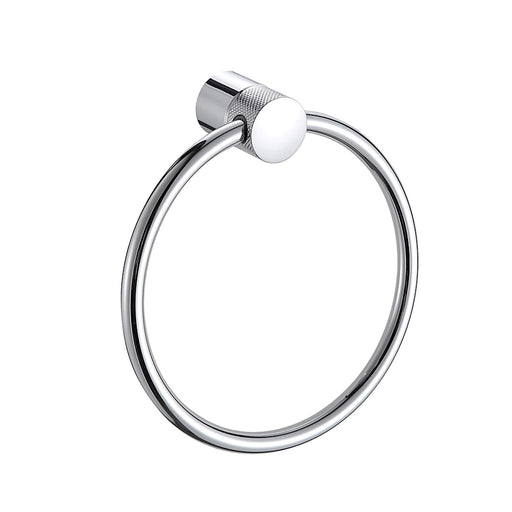 Close-up of Santorini Chrome Towel Ring showing polished chrome surface and sturdy frame.