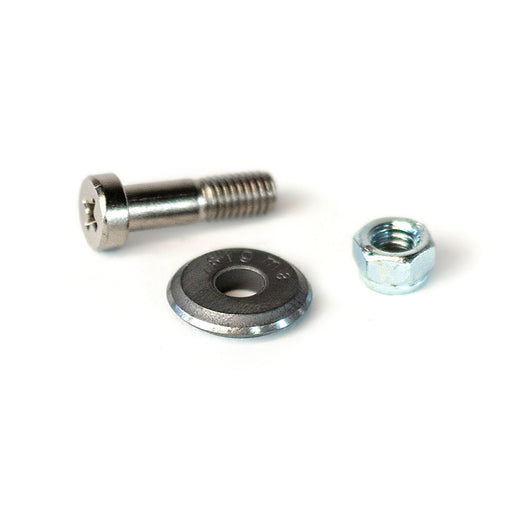 Sigma Ø12mm Scoring Wheel for Standard & 3 Series Pulling Tile Cutters, with replacement screw and nut on a white background