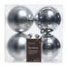 Silver 10cm Shatterproof Christmas Baubles 4 Pack