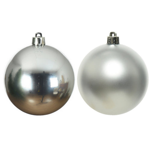 Silver 6cm Shatterproof Christmas Baubles