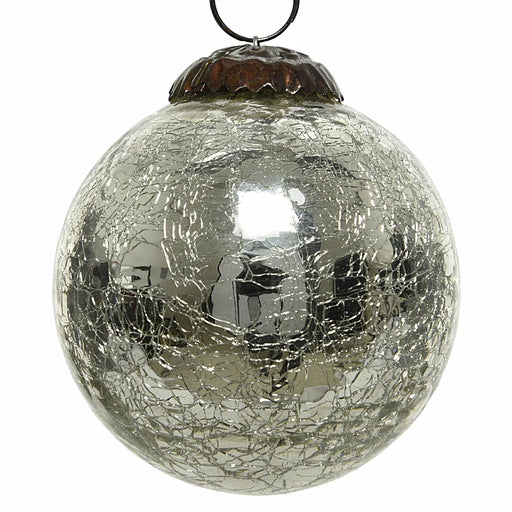 Silver Crackle Glass Bauble