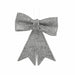 Close-up of Silver Hanging Glitter Bow showing glitter texture and bow detail.