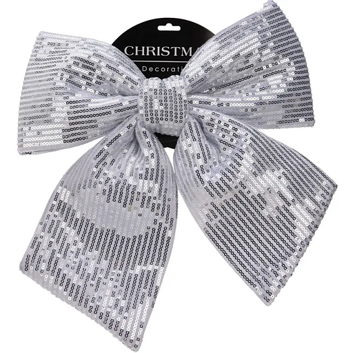 Silver Sequins Christmas Bow