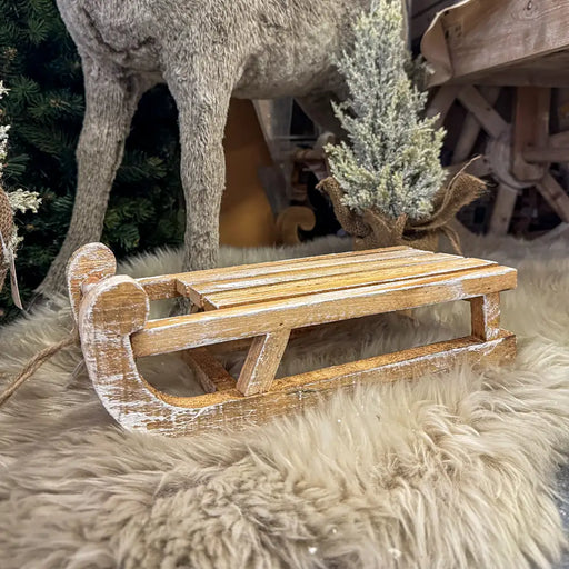 Close-up of Sledge 30cm White Washed showing rustic wooden texture and white-washed finish.