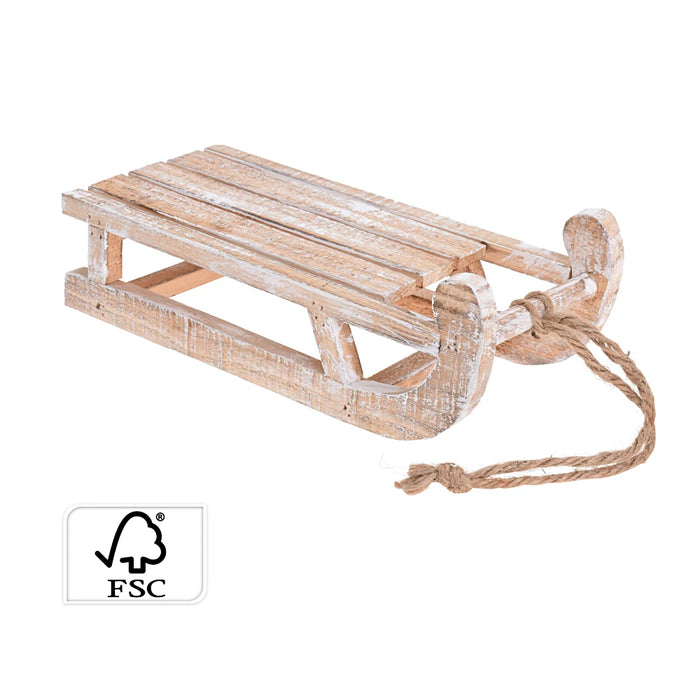 Close-up of Sledge 30cm White Washed showing rustic wooden texture and white-washed finish.