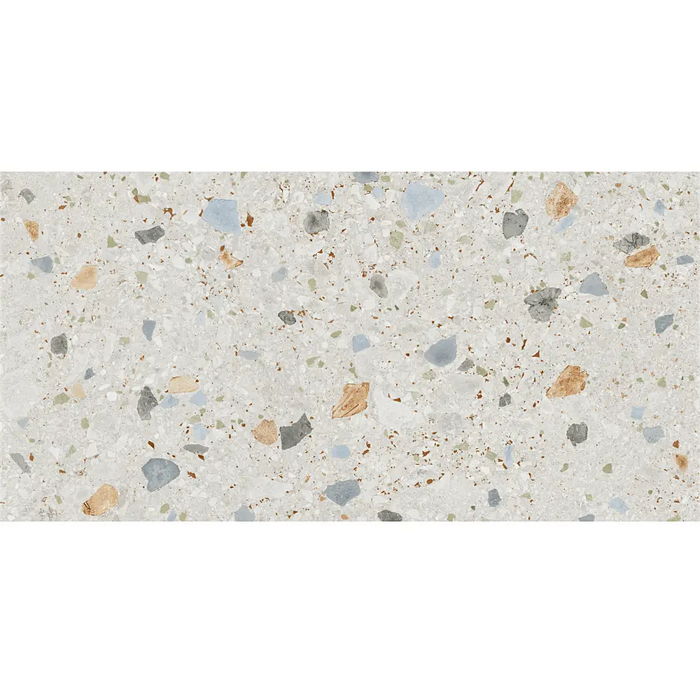 Detailed close-up of Sogno Di Gre White Porcelain tile highlighting its natural stone-inspired veining and smooth surface.