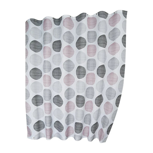 White shower curtain with spot print pattern