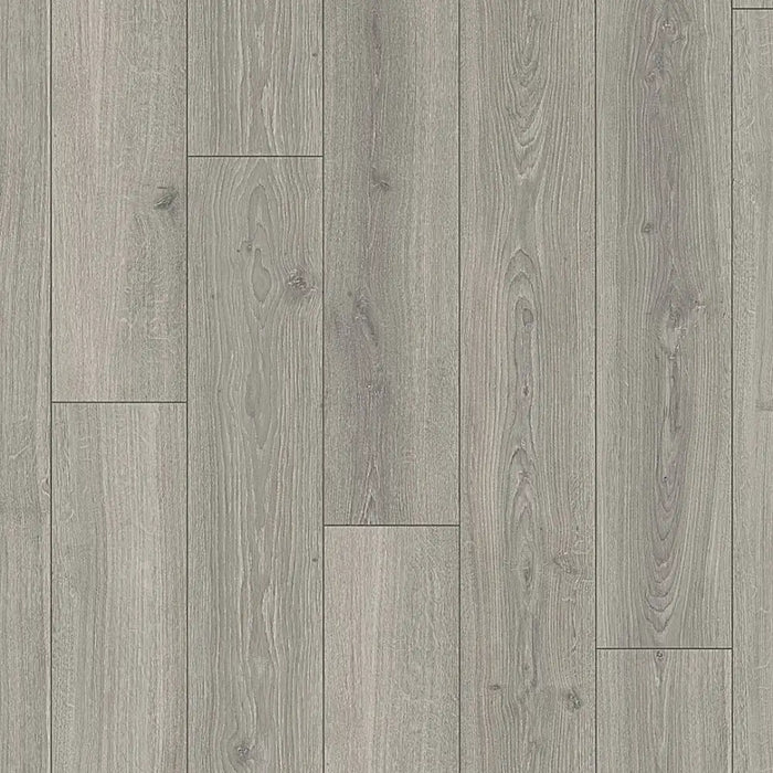 Close-up of Studioline Light Grey plank showing the natural matt texture and light grey oak finish, with subtle woodgrain detail for an authentic, raw timber look.