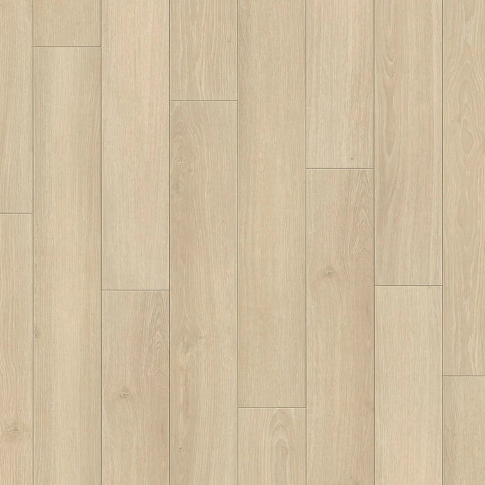 Close-up of Parador Studioline Sanded laminate flooring showing natural oak grain and matt textured surface with a bevelled edge.